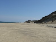 Ocean, beach and sand cliffs on Cape Cod.
