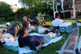 The audience, before twilight set in, at Bryn Mawr Twilight Concerts.