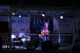 John Gorka with guitar, backed up by Russ Rentler with mandolin.