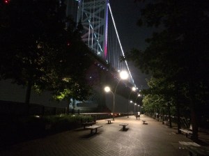 Race Street Pier and Benjamin Franklin Bridge.