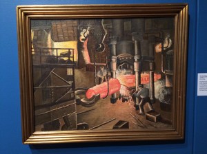 Forging The Shaft: Hydraulic Forging Press, painted by Rose Ann McGary in 1936.