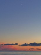 Sunset with the Moon at Hardings Beach. 6:07 PM.