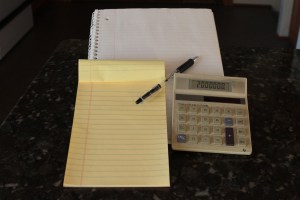 The tools that I used for my daunting calculations.