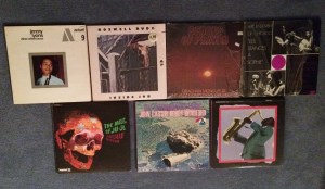 Vinyl Night's albums photographed on bunker floor before Vinyl Night began.