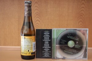 Left to right: Beer; Caramel's lyrics; the CD on which Caramel appears.