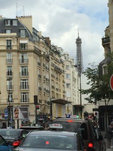 Eiffel Tower in the distance.